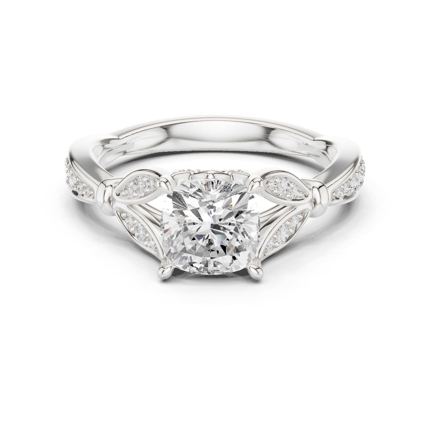 Cushion Lab Grown Diamond Vintage Engagement Ring