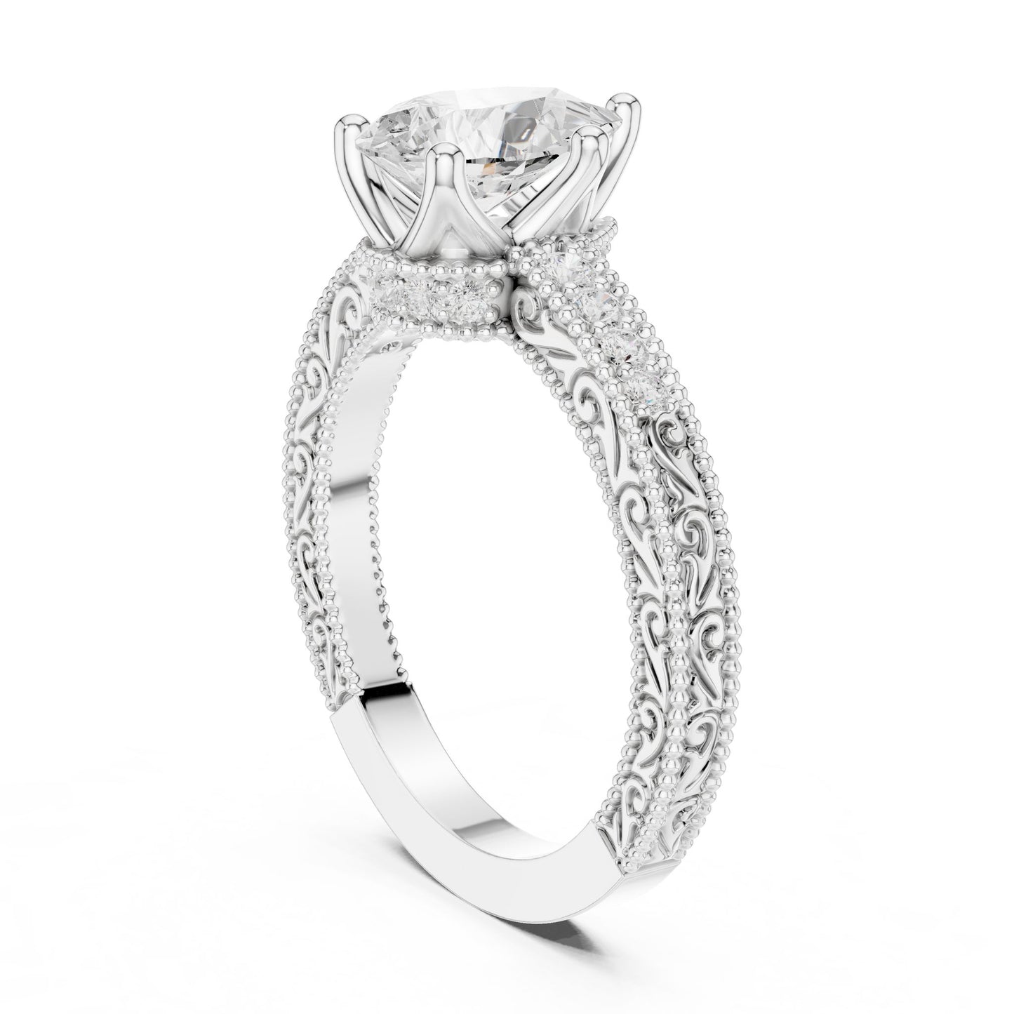 Cushion Lab Grown Diamond Vintage Engagement Ring