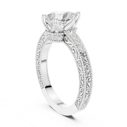 Cushion Lab Grown Diamond Vintage Engagement Ring