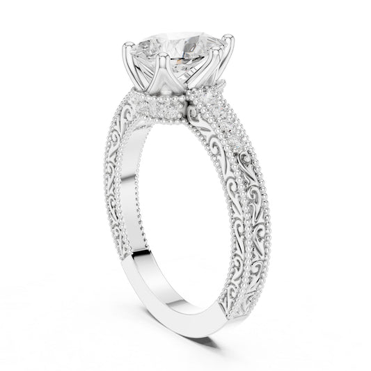 Cushion Lab Grown Diamond Vintage Engagement Ring