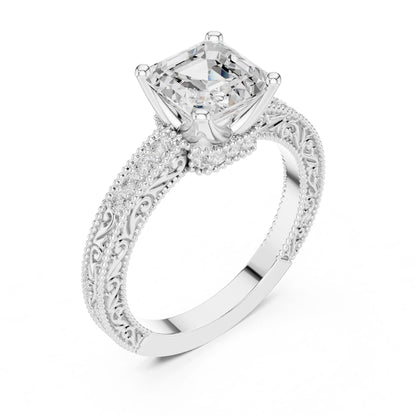 Cushion Lab Grown Diamond Vintage Engagement Ring