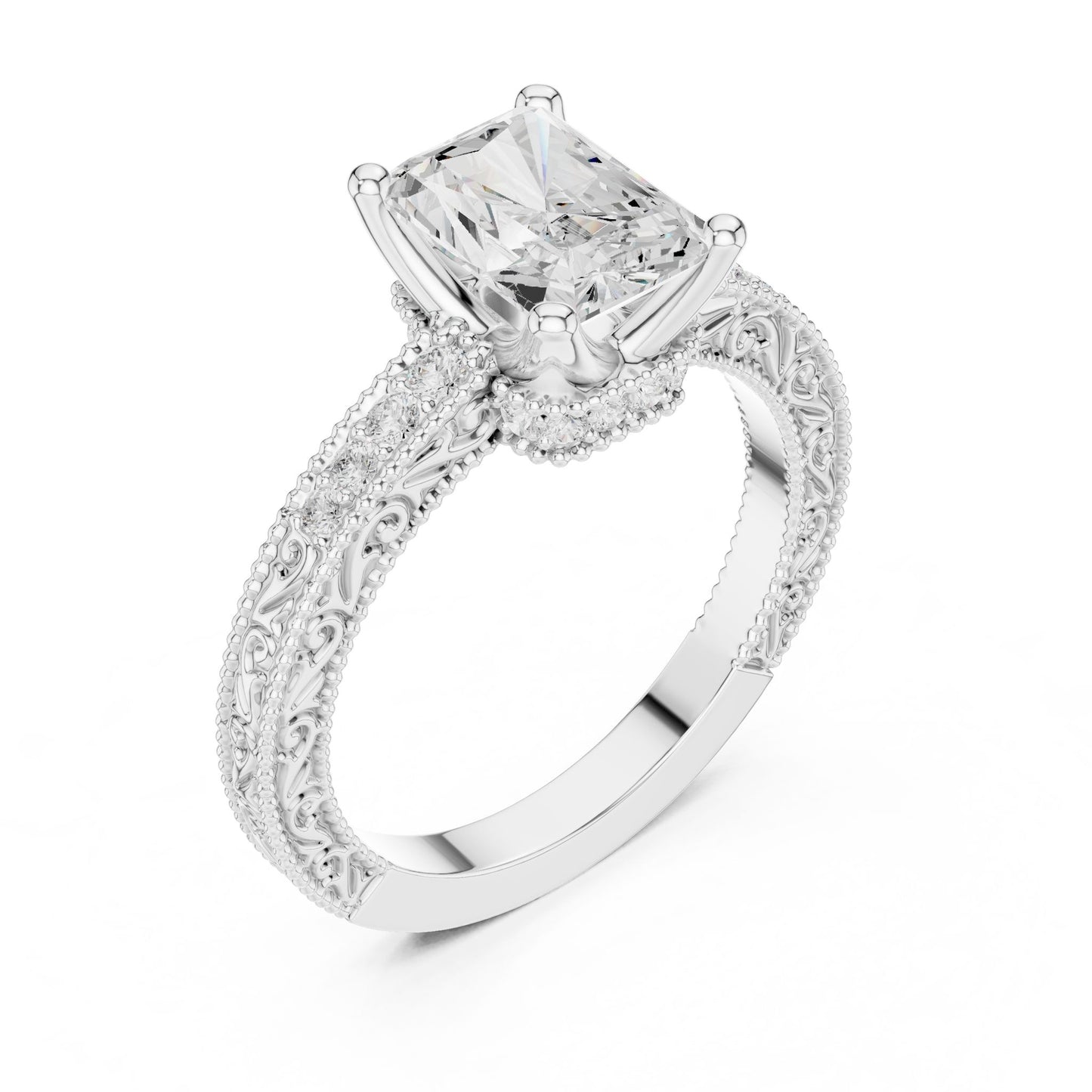 Cushion Lab Grown Diamond Vintage Engagement Ring
