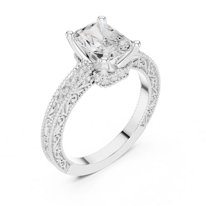 Cushion Lab Grown Diamond Vintage Engagement Ring
