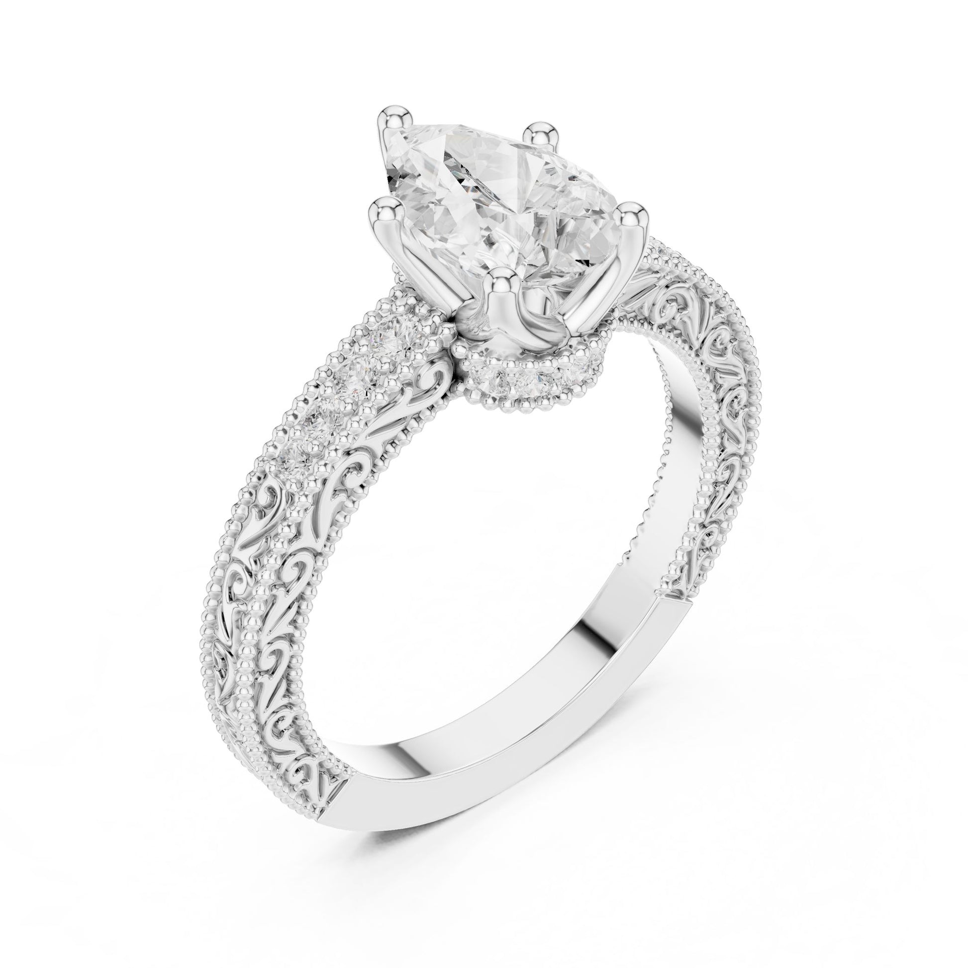 Cushion Lab Grown Diamond Vintage Engagement Ring