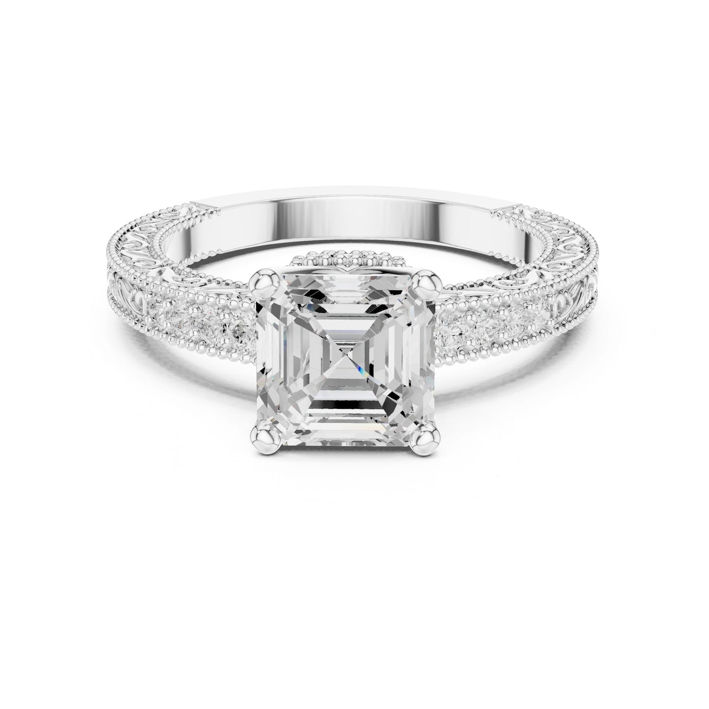 Cushion Lab Grown Diamond Vintage Engagement Ring