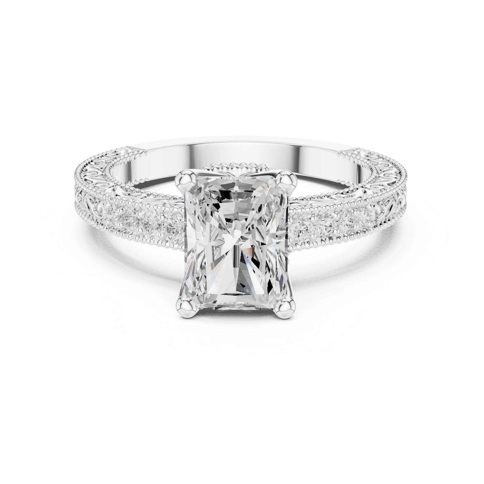 Cushion Lab Grown Diamond Vintage Engagement Ring