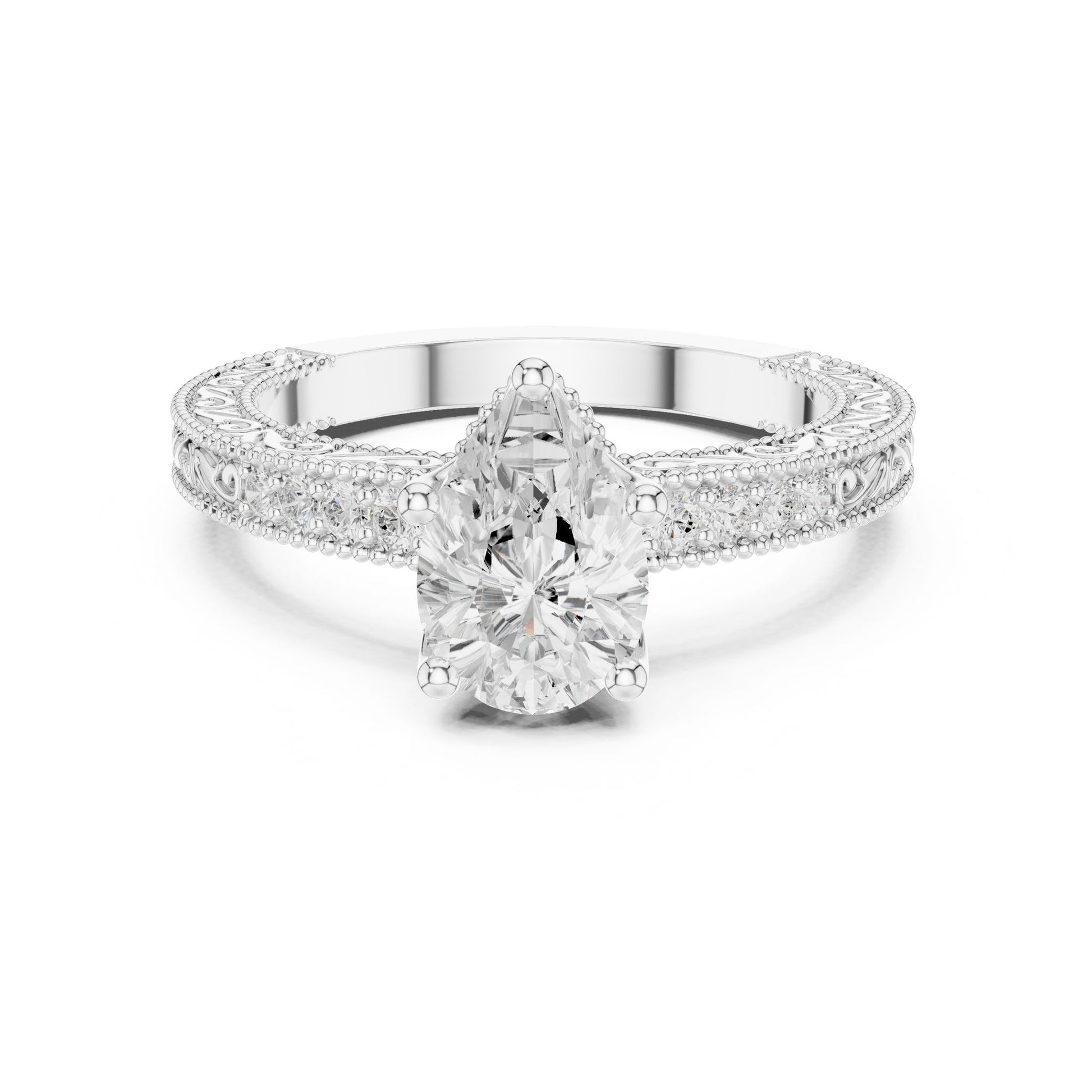 Cushion Lab Grown Diamond Vintage Engagement Ring