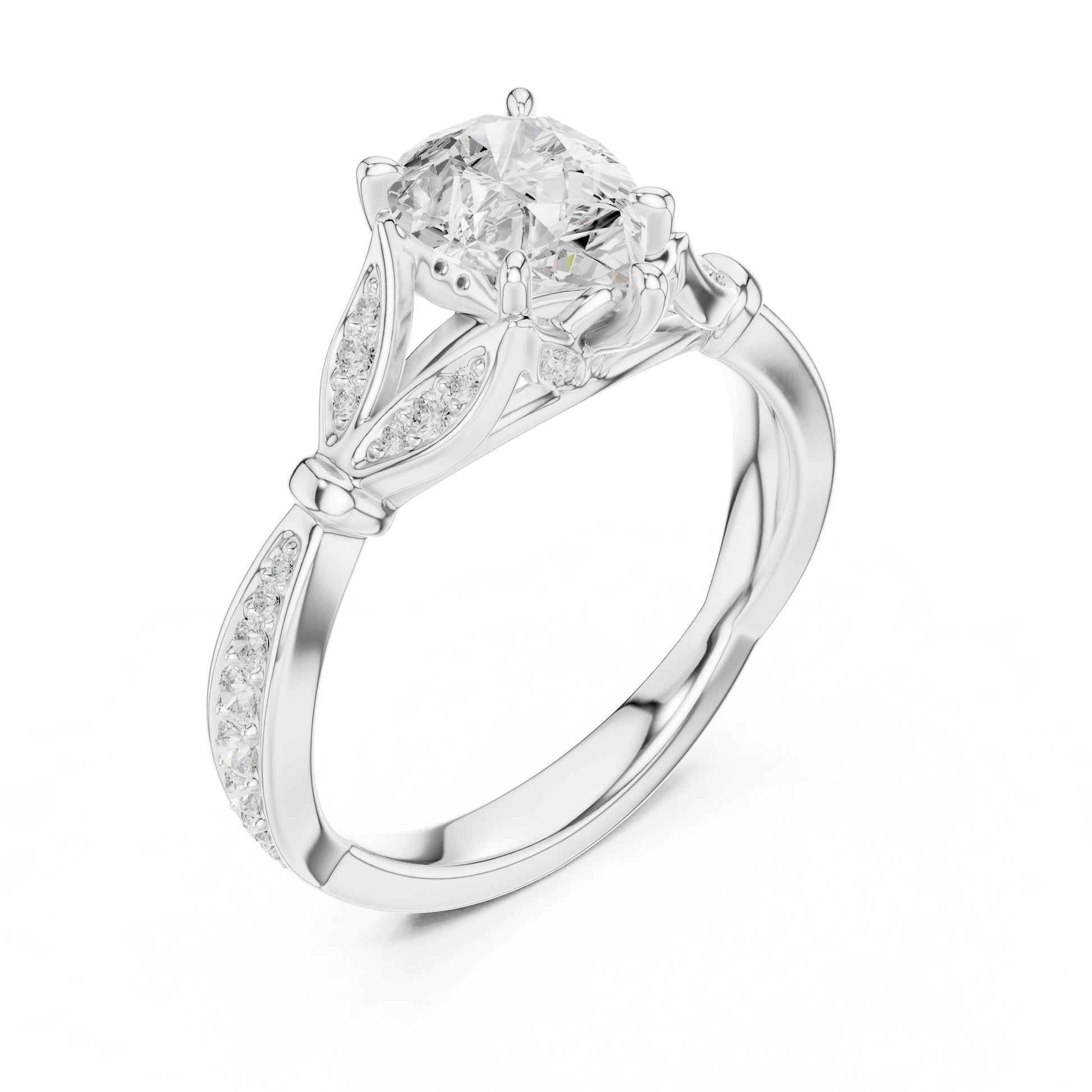 Cushion Lab Grown Diamond Vintage Engagement Ring