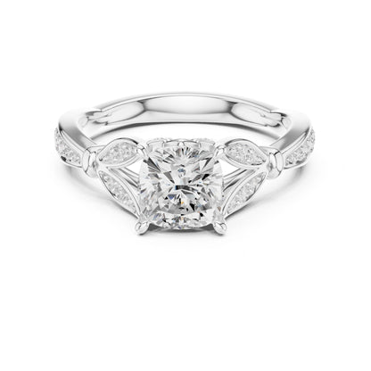 Cushion Lab Grown Diamond Vintage Engagement Ring