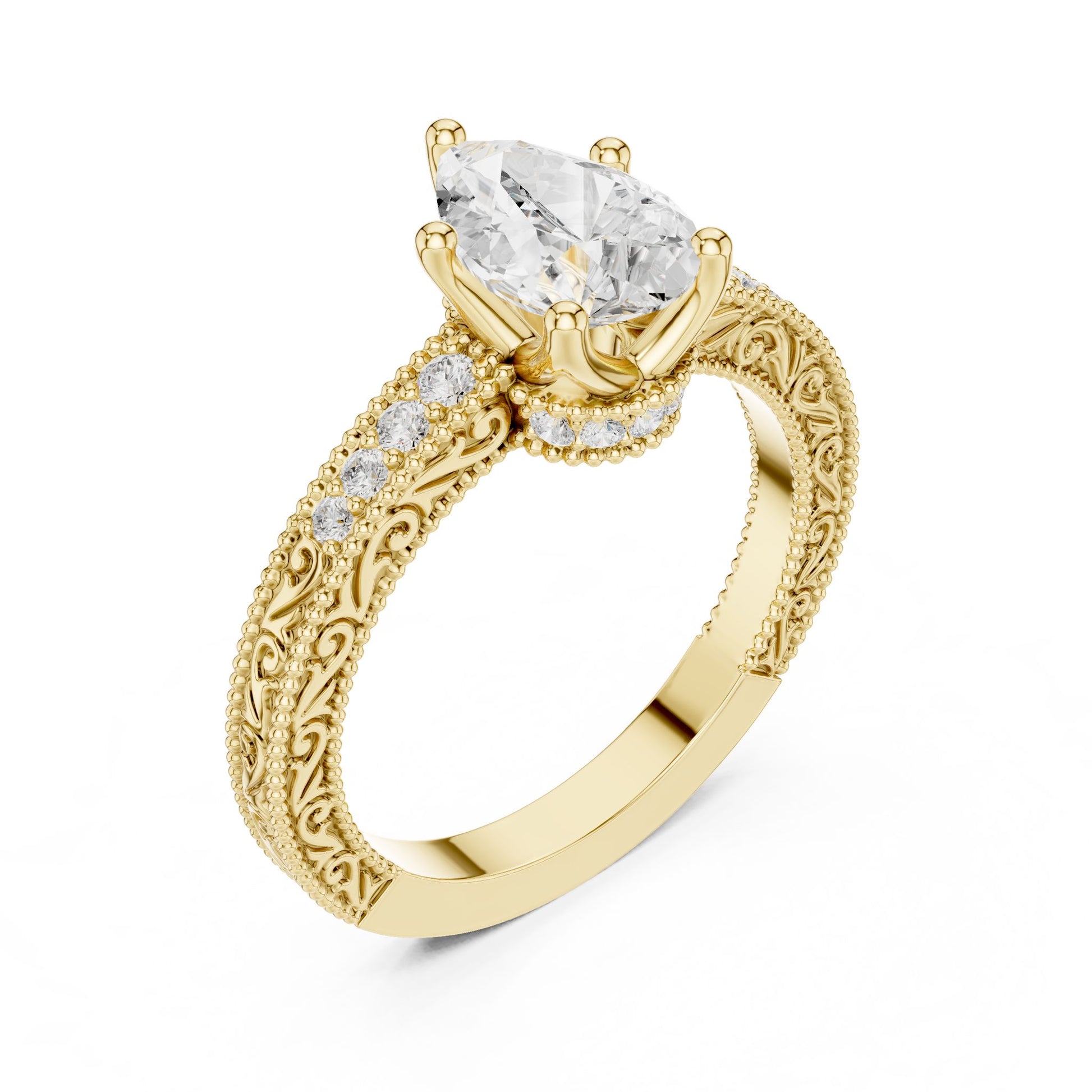 Cushion Lab Grown Diamond Vintage Engagement Ring