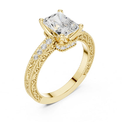 Cushion Lab Grown Diamond Vintage Engagement Ring