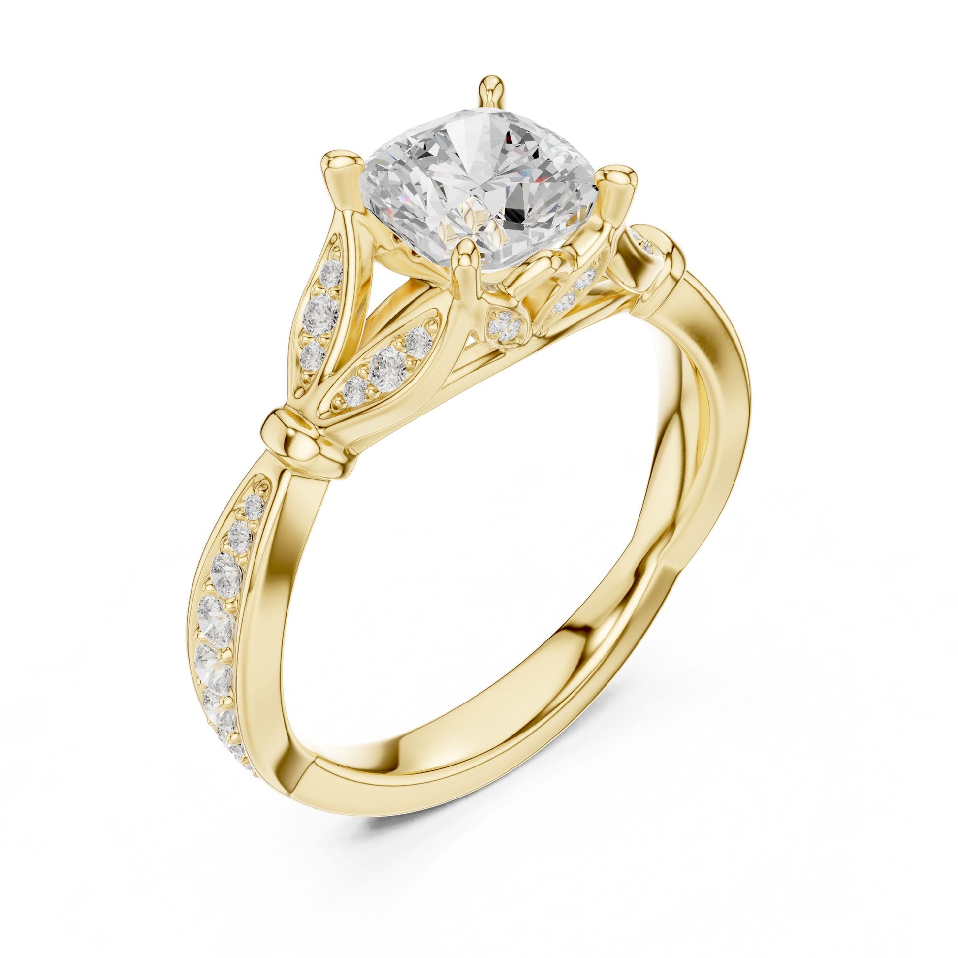 Cushion Lab Grown Diamond Vintage Engagement Ring