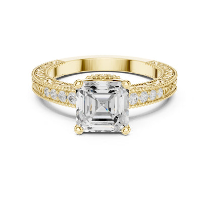 Cushion Lab Grown Diamond Vintage Engagement Ring