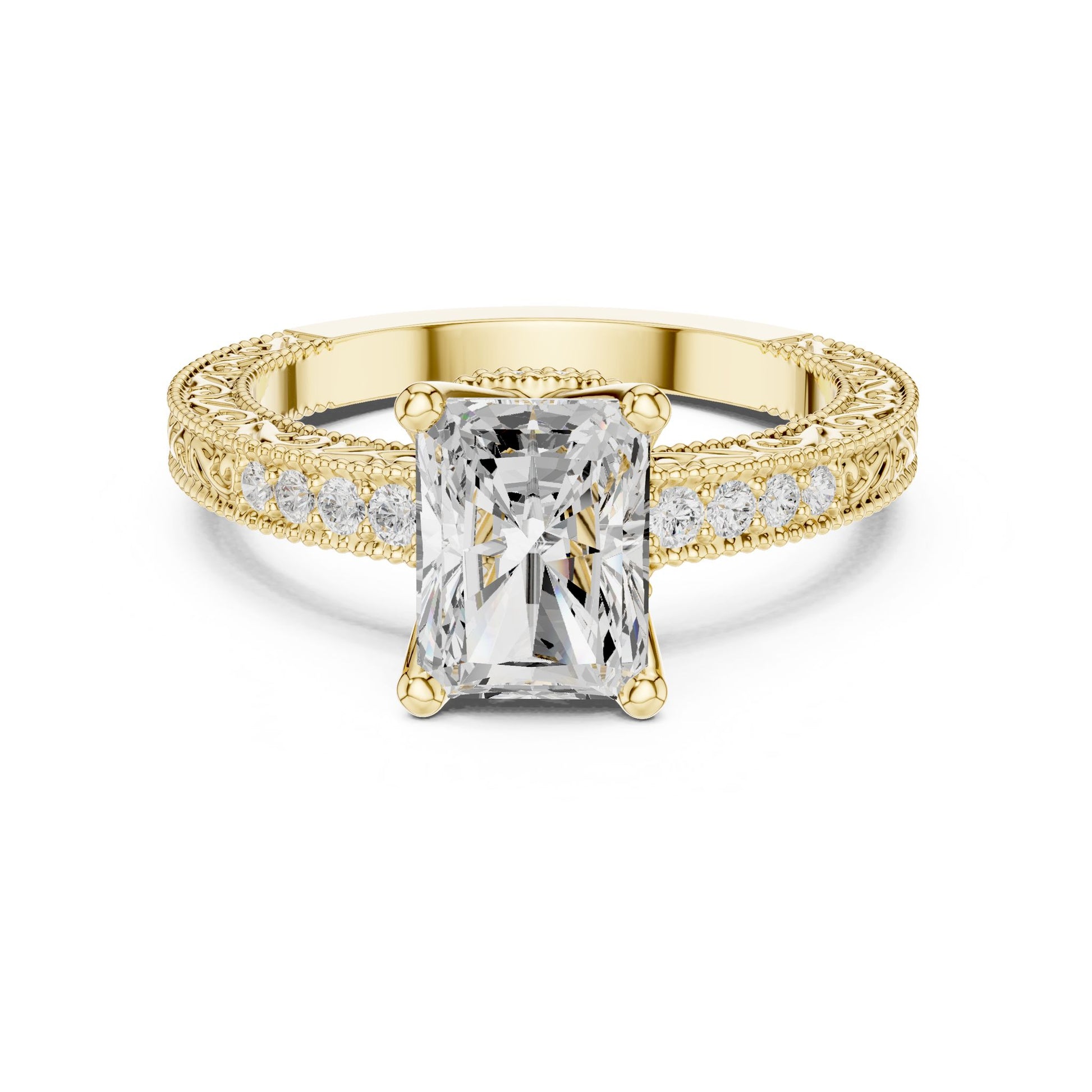 Cushion Lab Grown Diamond Vintage Engagement Ring