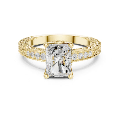 Cushion Lab Grown Diamond Vintage Engagement Ring