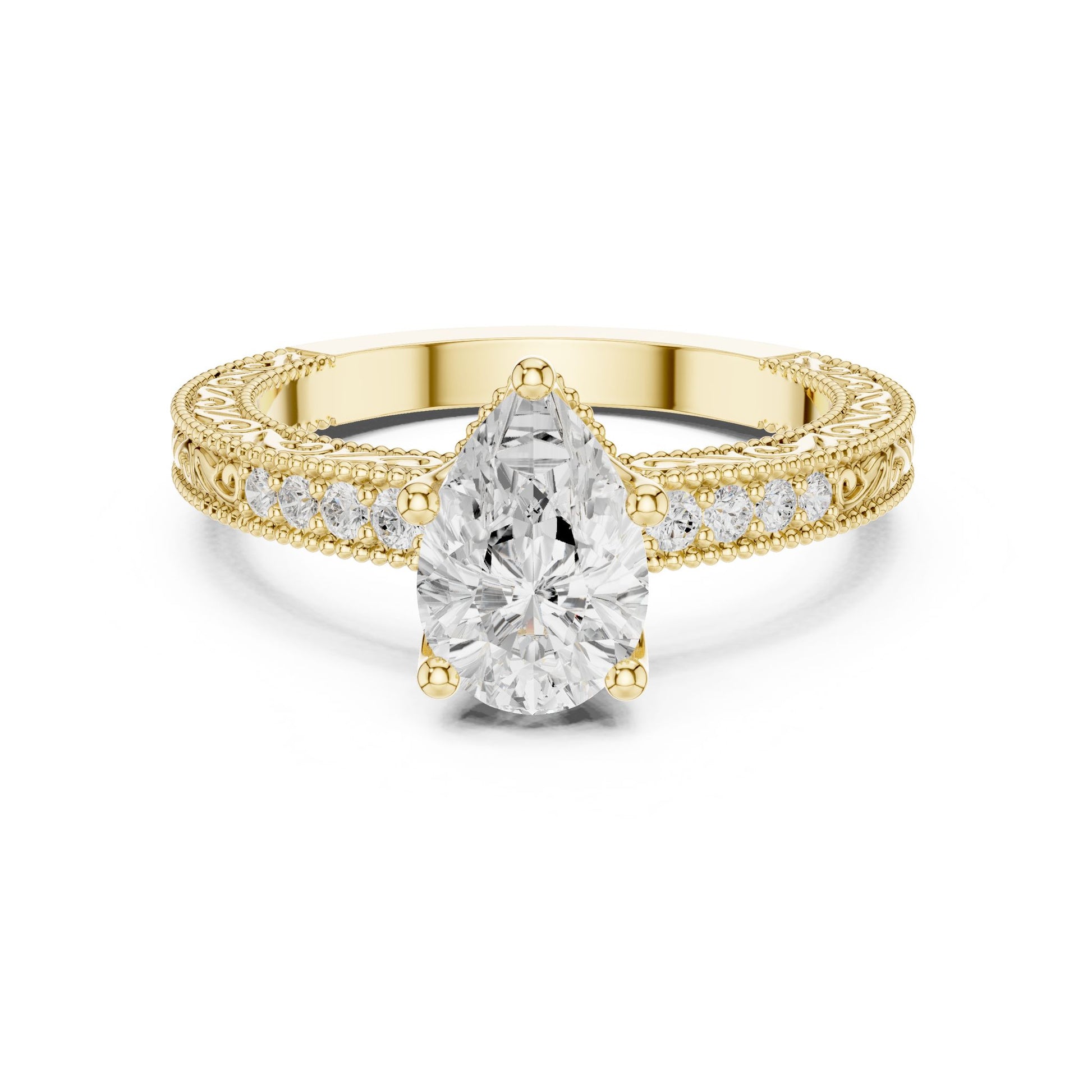 Cushion Lab Grown Diamond Vintage Engagement Ring