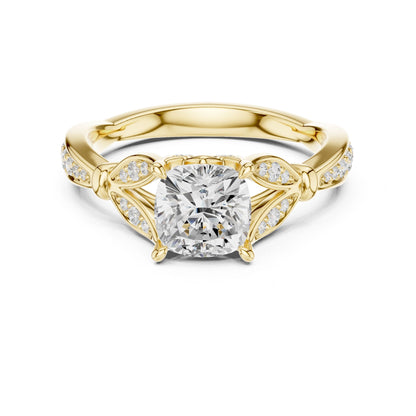 Cushion Lab Grown Diamond Vintage Engagement Ring