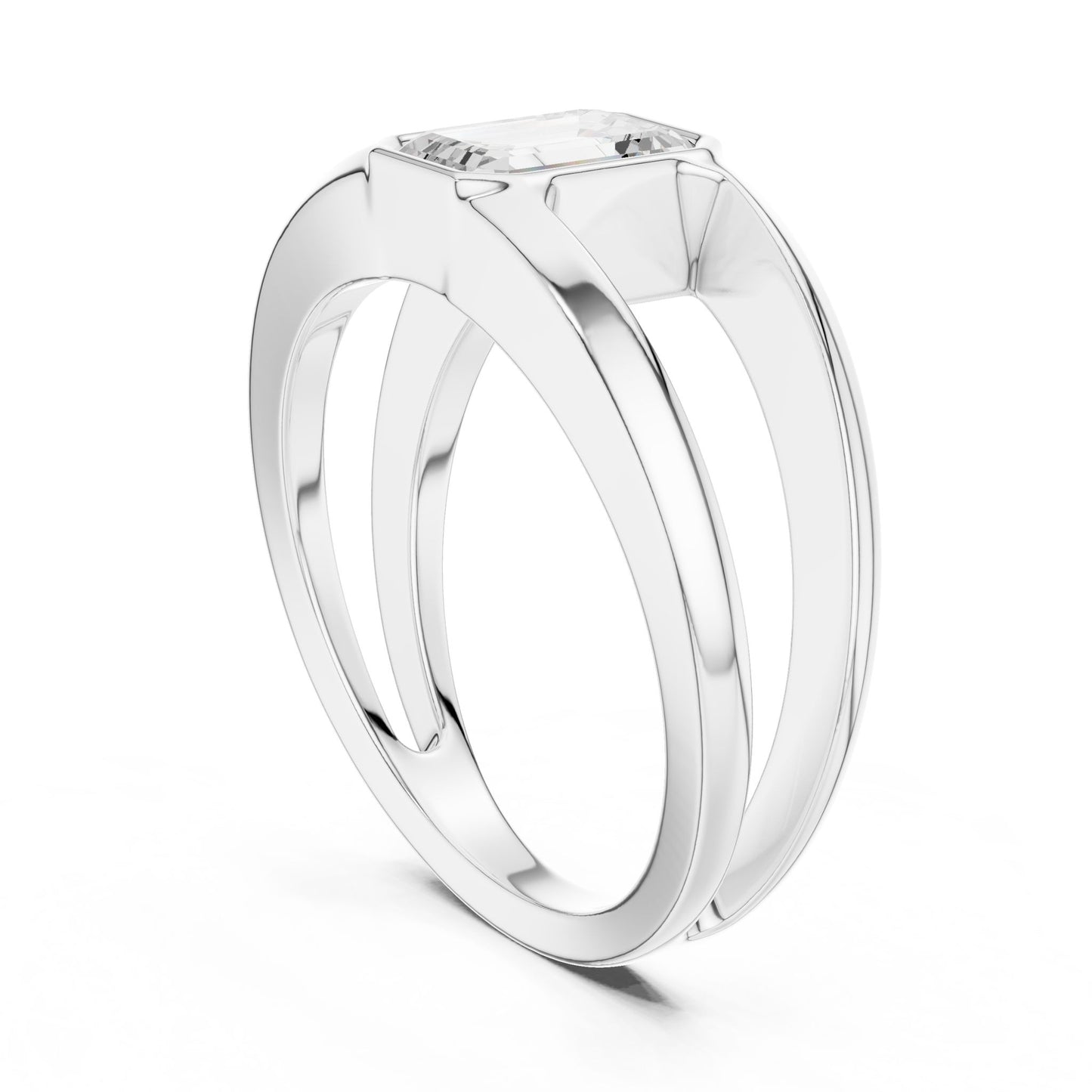 Men's Emerald Lab Grown Diamond Bypass Ring