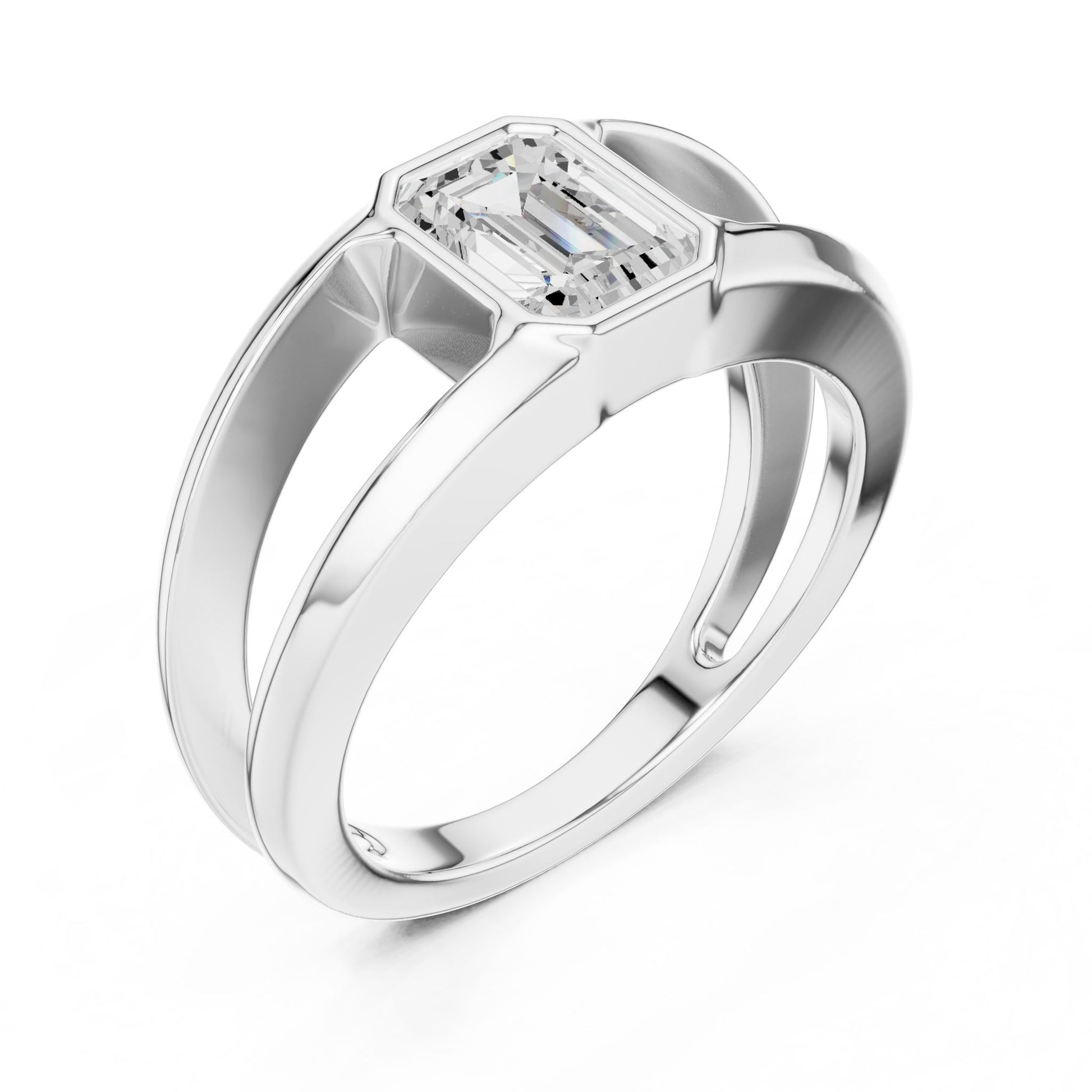 Men's Emerald Lab Grown Diamond Bypass Ring