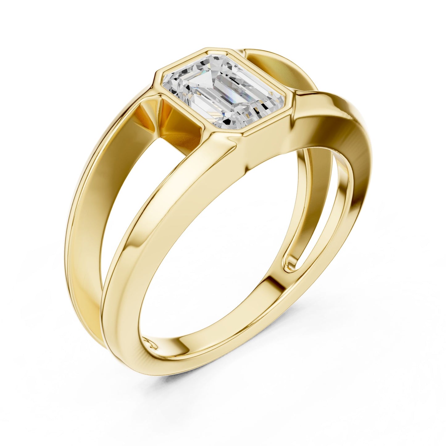 Men's Emerald Lab Grown Diamond Bypass Ring