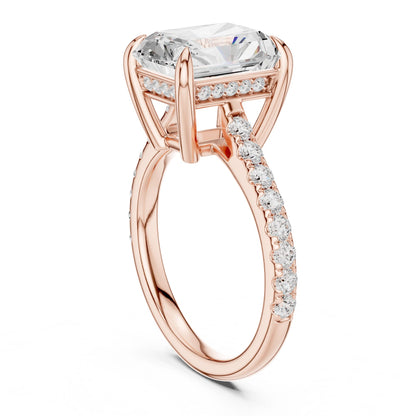 Emerald Lab Grown Diamond Cathedral Engagement Ring