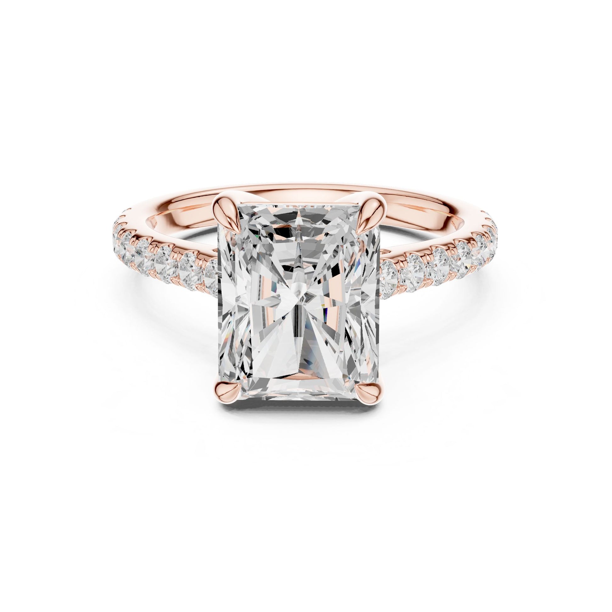 Emerald Lab Grown Diamond Cathedral Engagement Ring