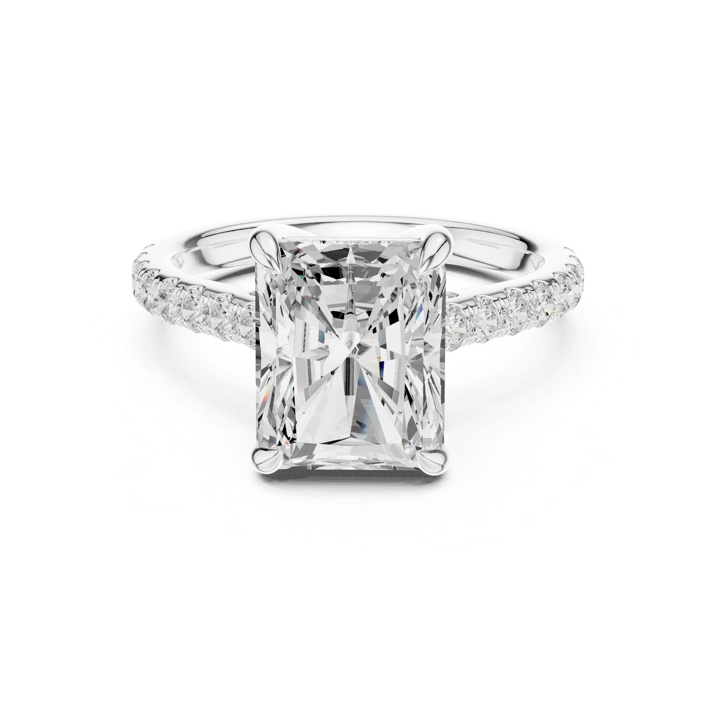 Emerald Lab Grown Diamond Cathedral Engagement Ring