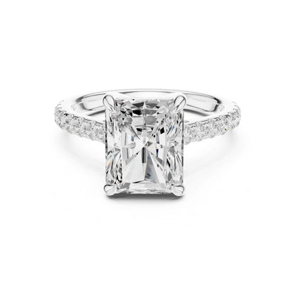 Emerald Lab Grown Diamond Cathedral Engagement Ring