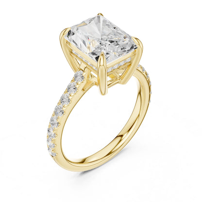 Emerald Lab Grown Diamond Cathedral Engagement Ring
