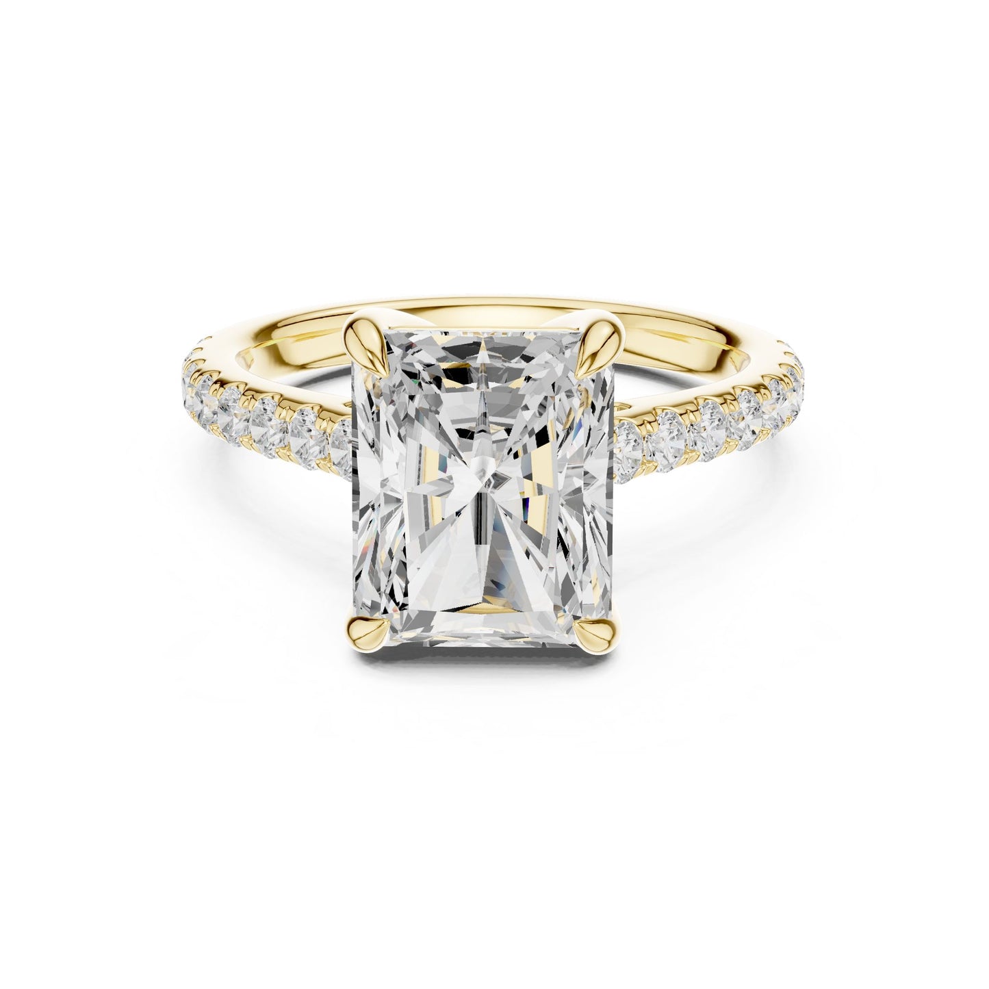 Emerald Lab Grown Diamond Cathedral Engagement Ring