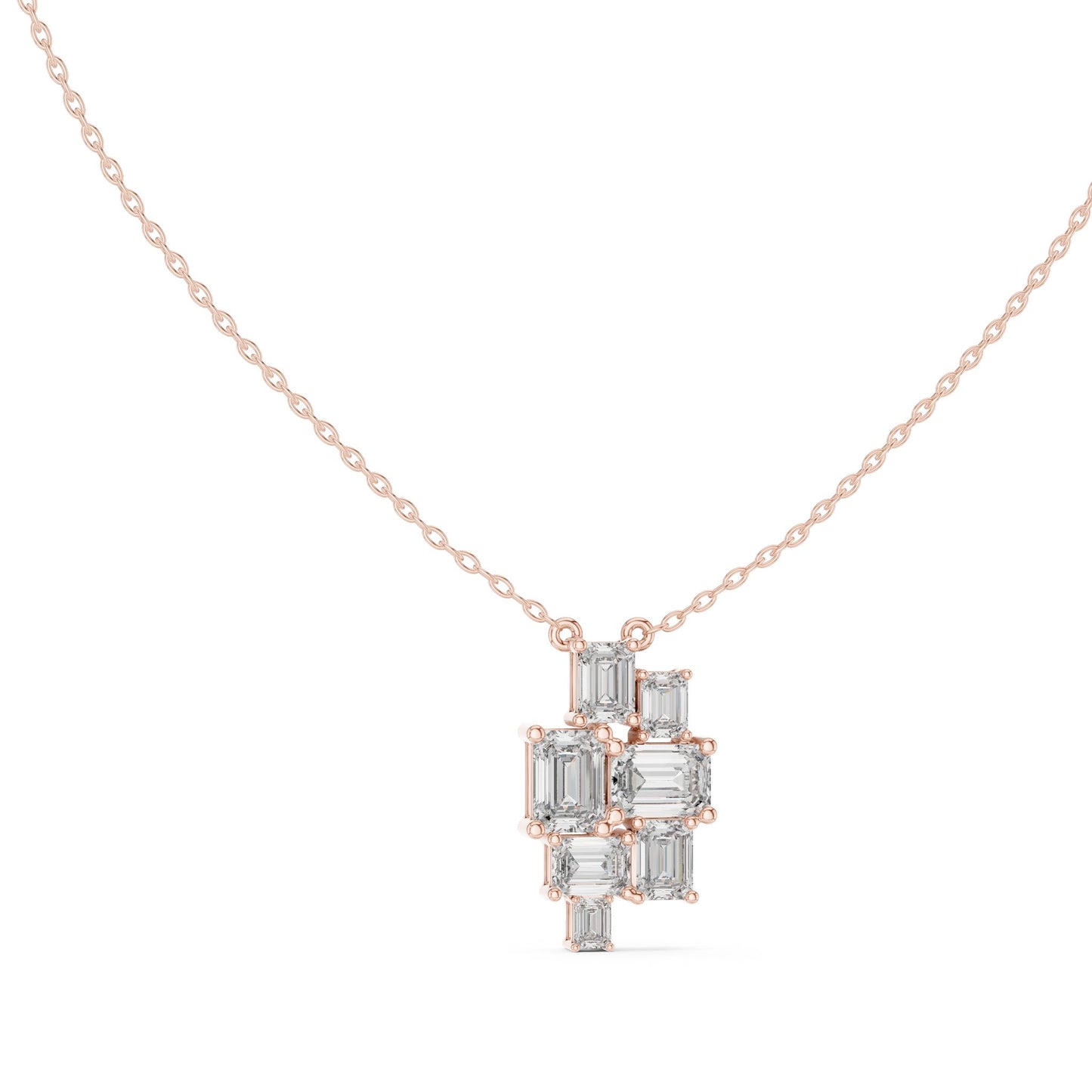 Emerald Lab Grown Diamond Cluster Pendant