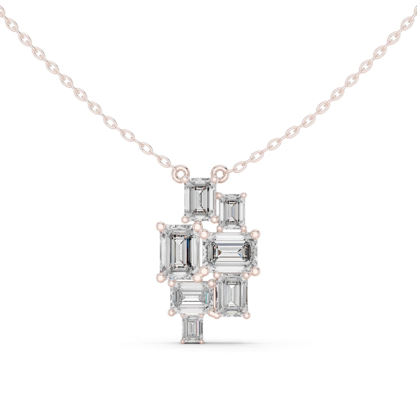 Emerald Lab Grown Diamond Cluster Pendant