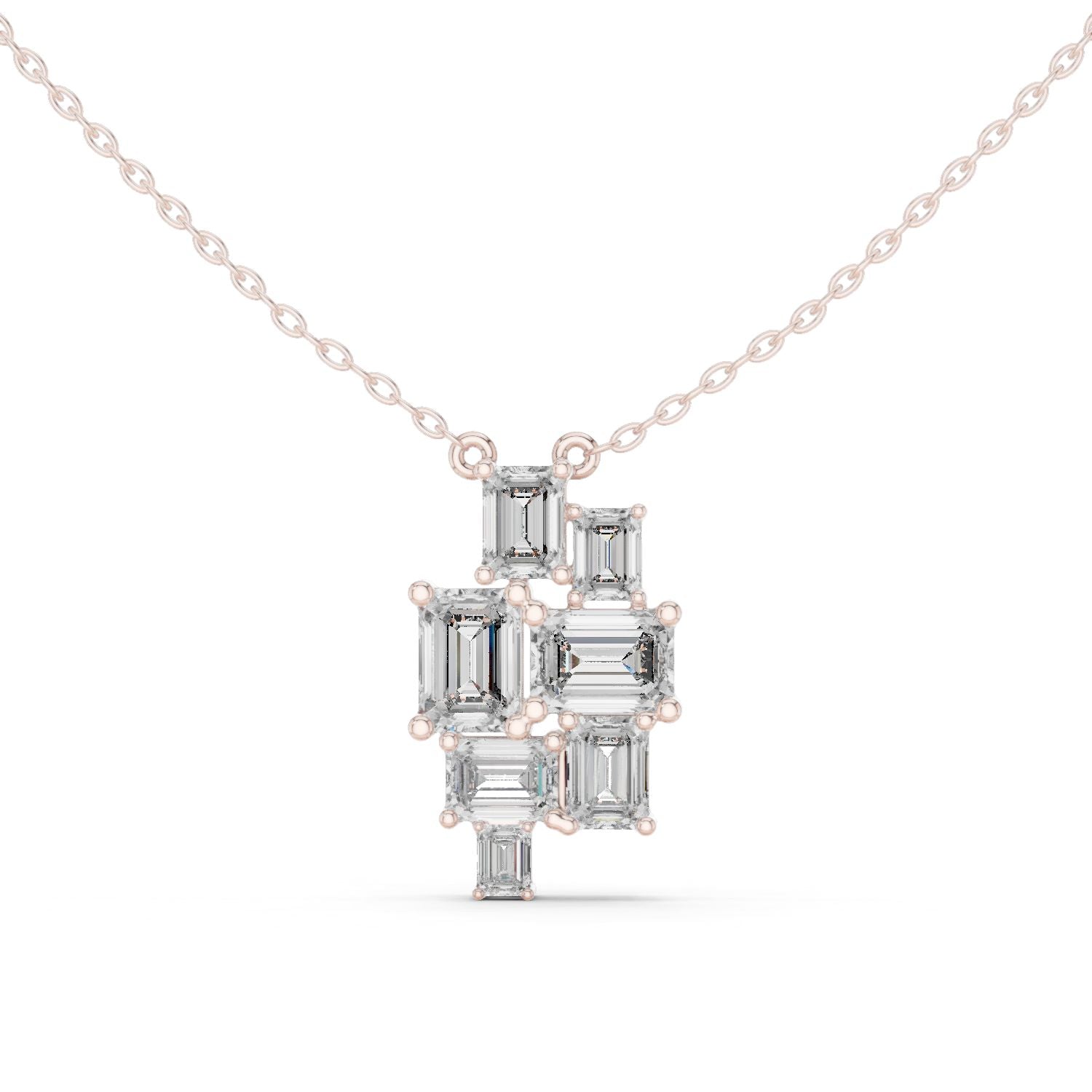 Emerald Lab Grown Diamond Cluster Pendant