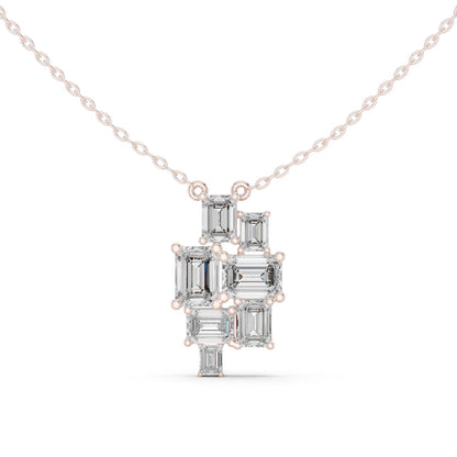 Emerald Lab Grown Diamond Cluster Pendant