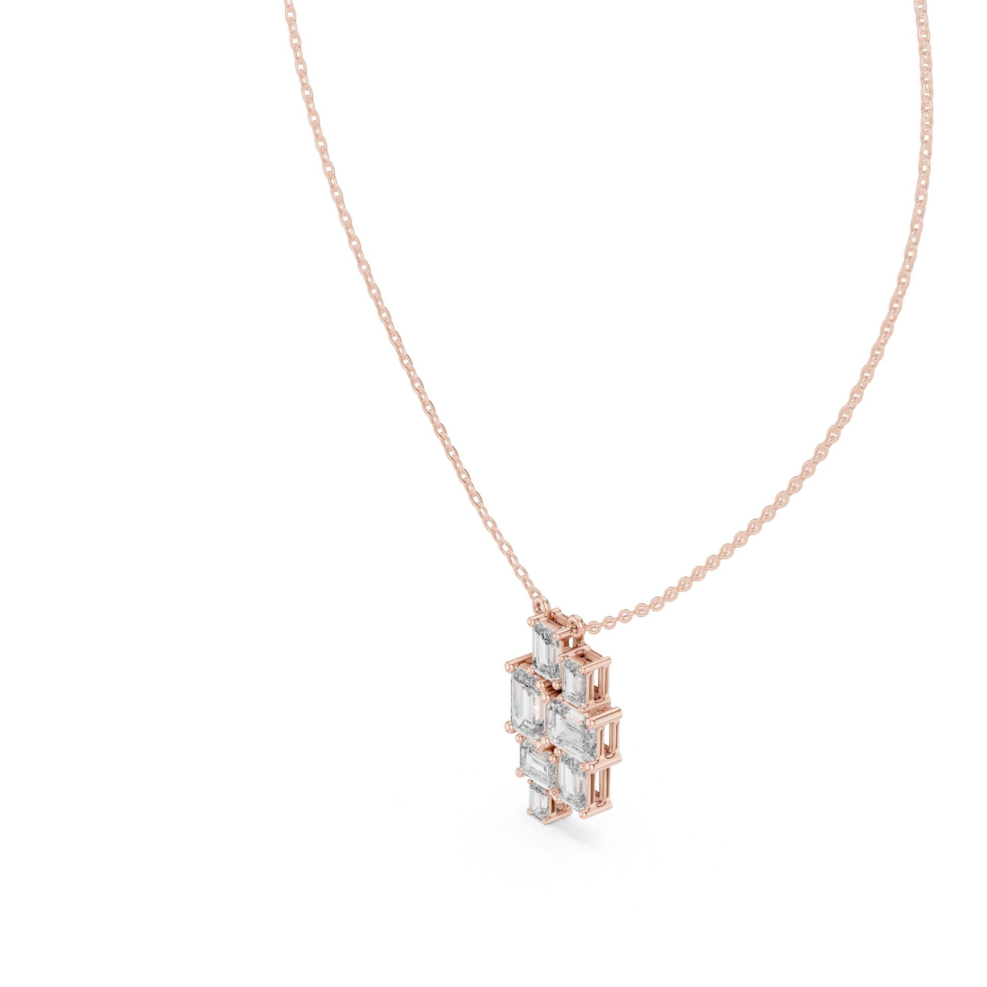Emerald Lab Grown Diamond Cluster Pendant