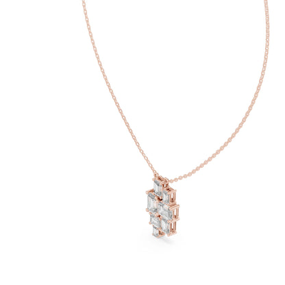 Emerald Lab Grown Diamond Cluster Pendant
