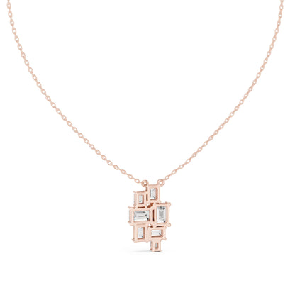 Emerald Lab Grown Diamond Cluster Pendant