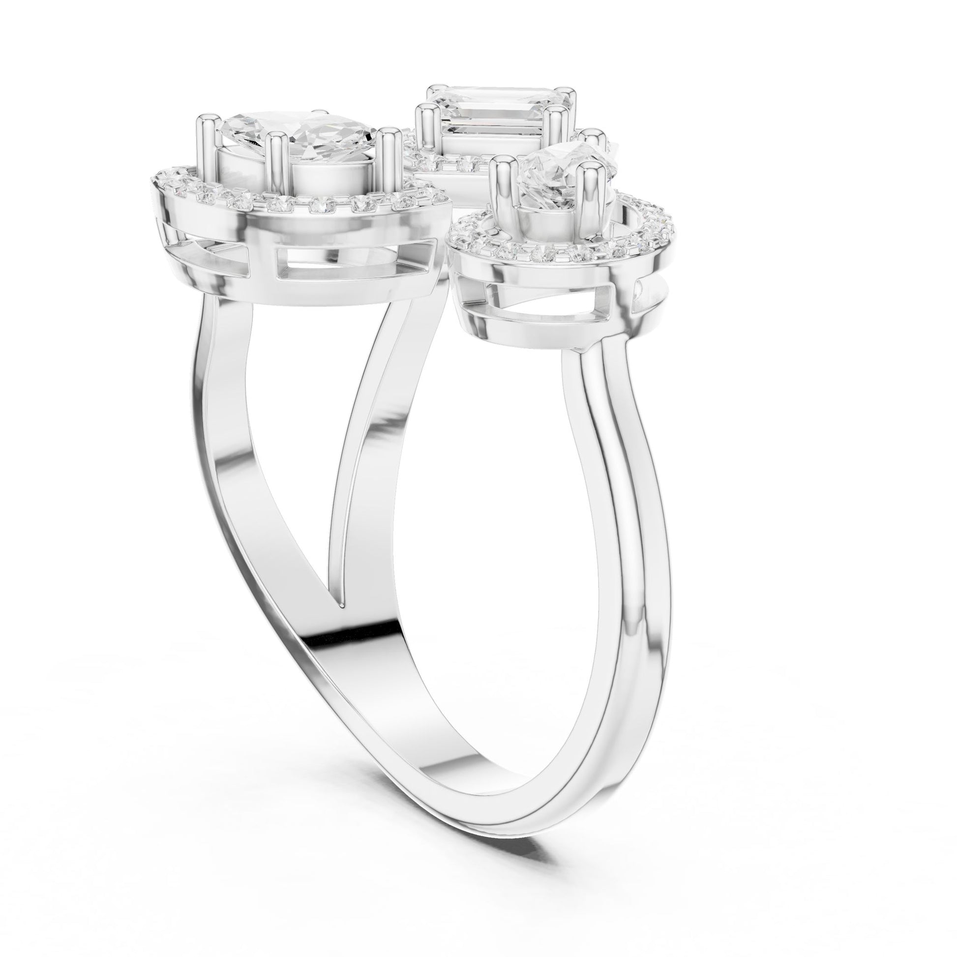 Emerald Lab Grown Diamond Cluster Engagement Ring