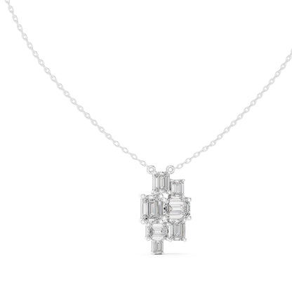 Emerald Lab Grown Diamond Cluster Pendant