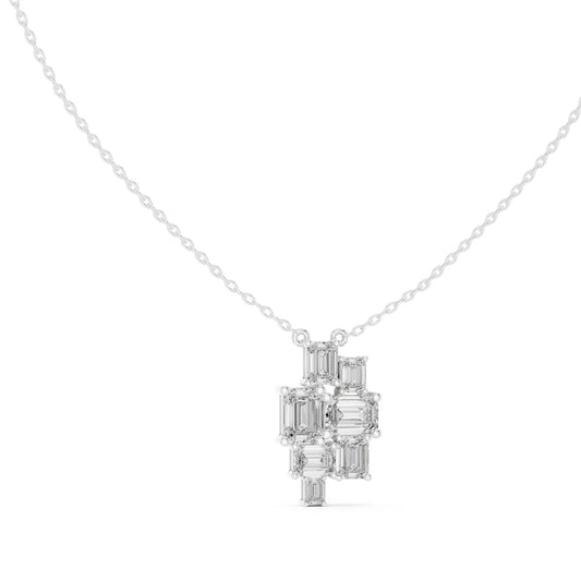 Emerald Lab Grown Diamond Cluster Pendant