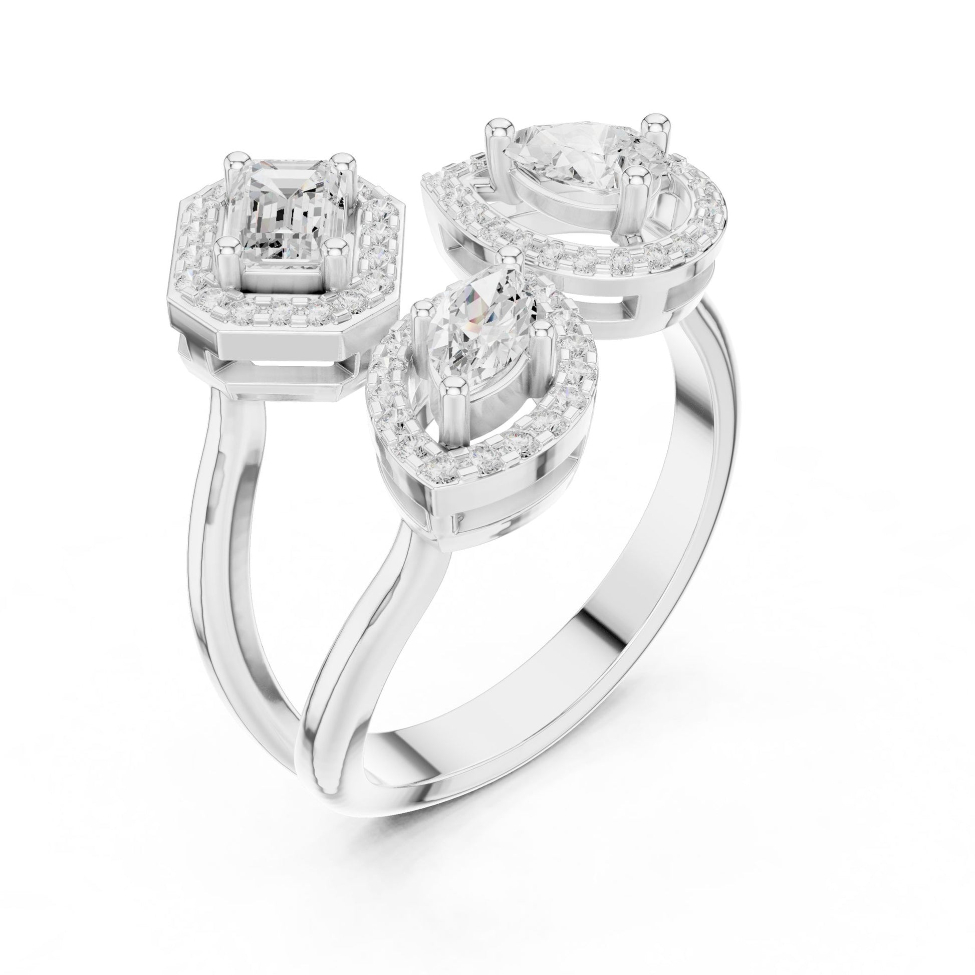 Emerald Lab Grown Diamond Cluster Engagement Ring
