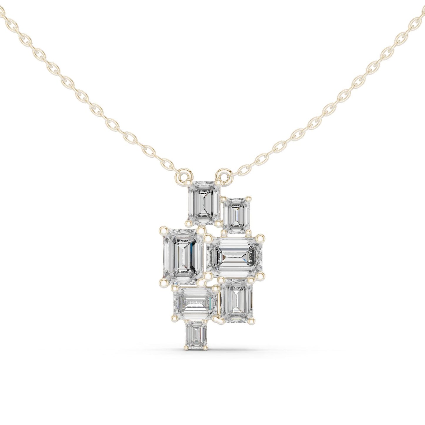 Emerald Lab Grown Diamond Cluster Pendant