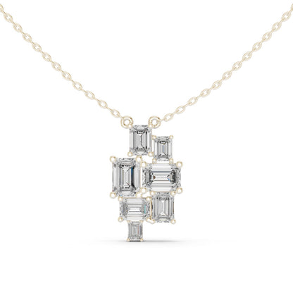 Emerald Lab Grown Diamond Cluster Pendant