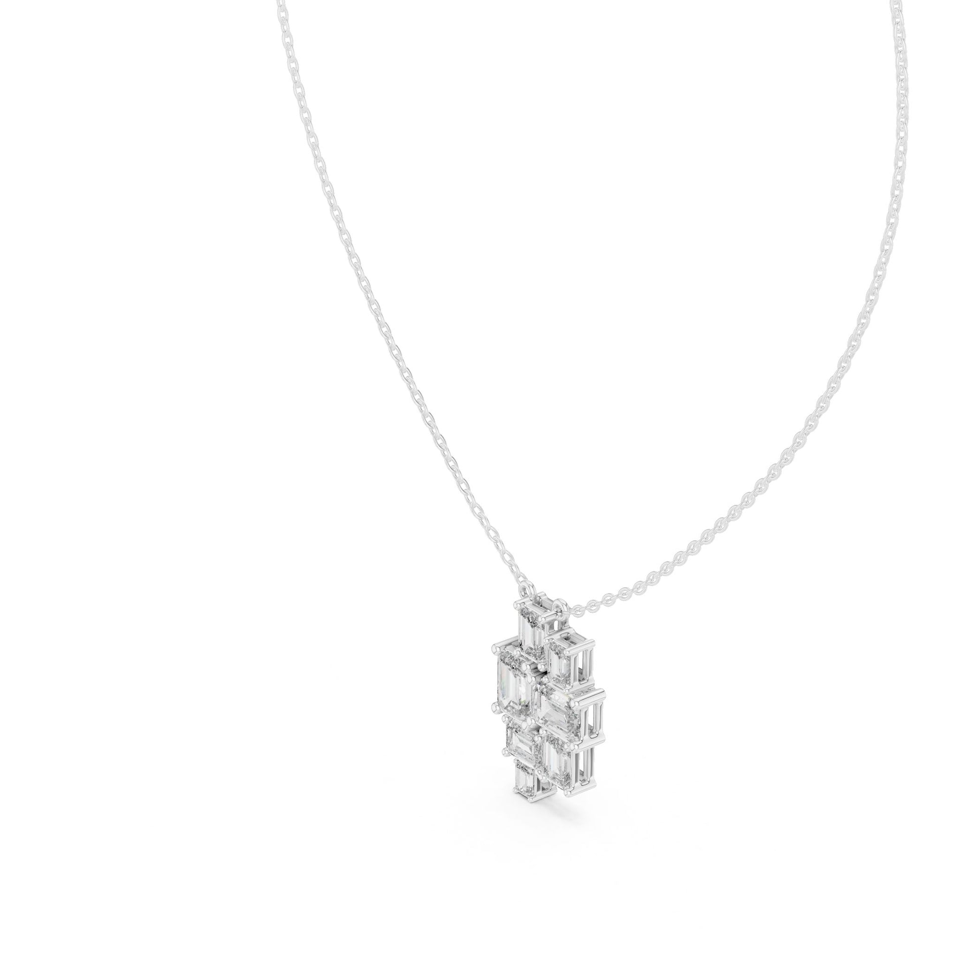Emerald Lab Grown Diamond Cluster Pendant