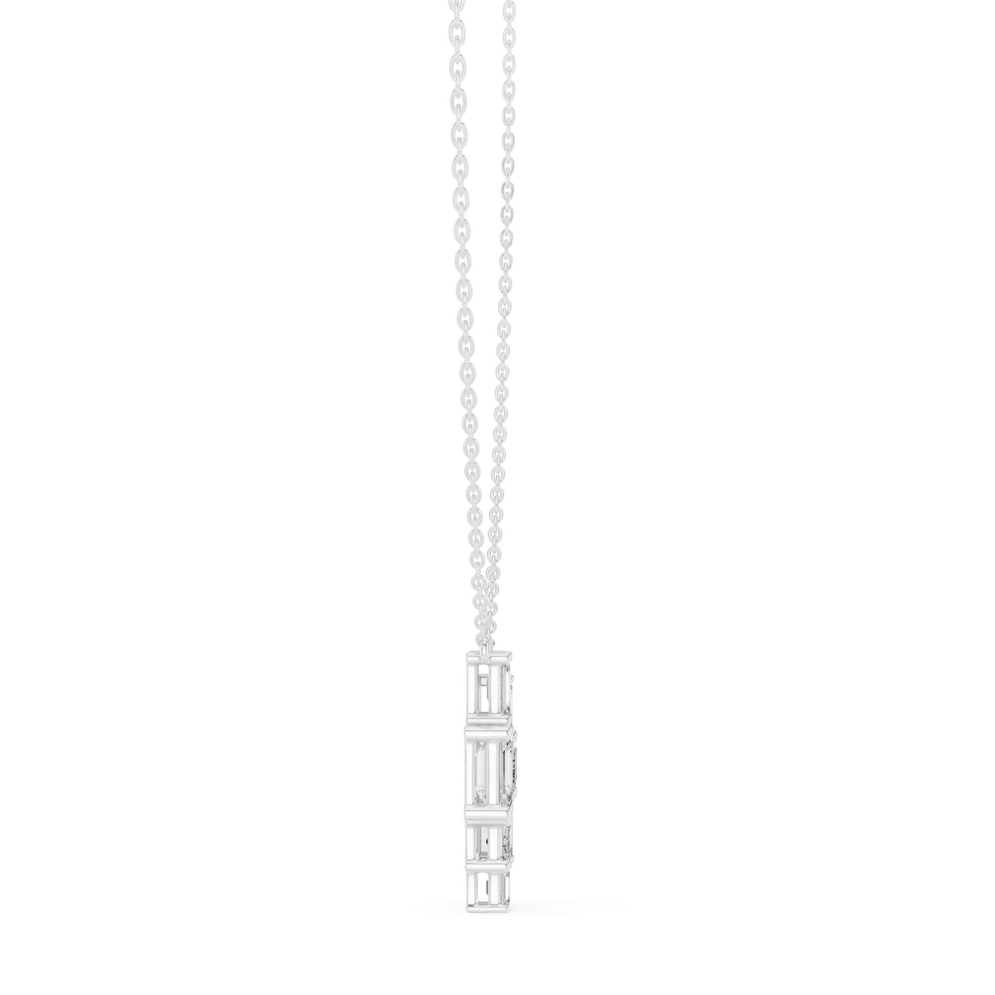 Emerald Lab Grown Diamond Cluster Pendant