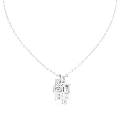 Emerald Lab Grown Diamond Cluster Pendant