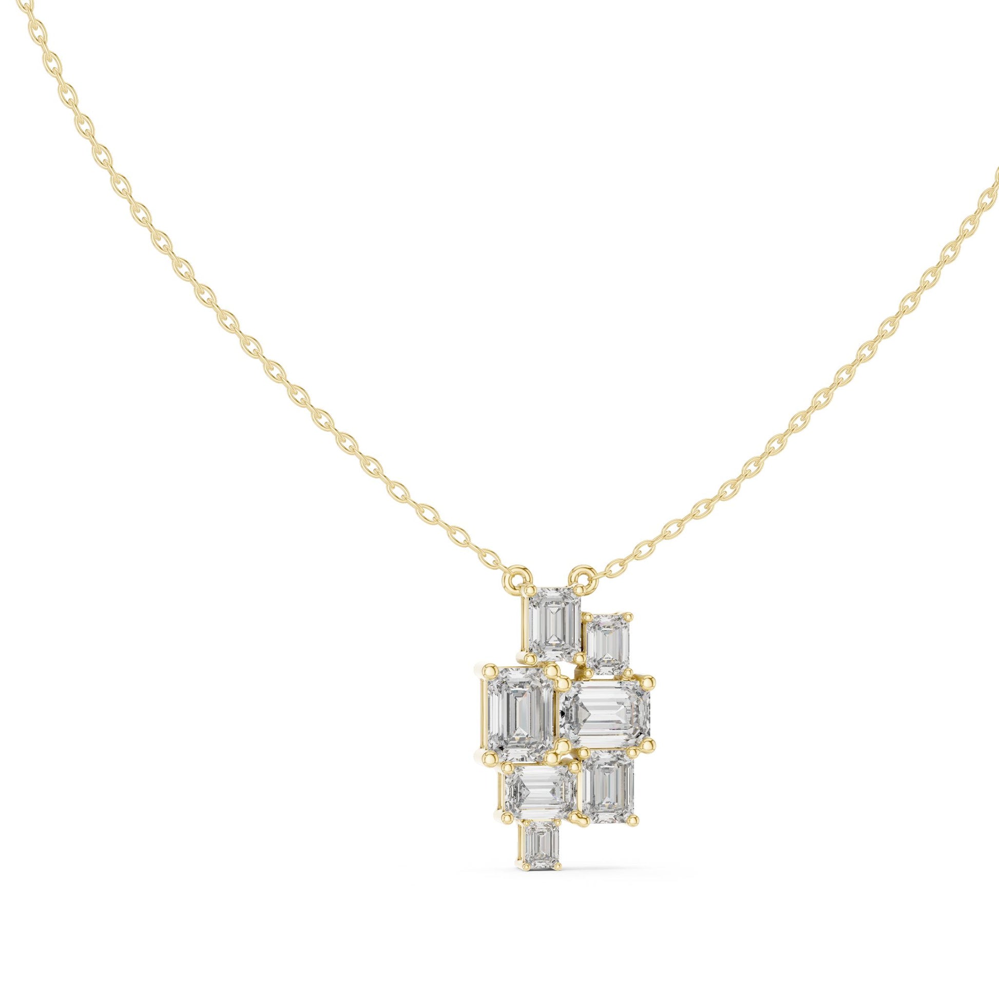 Emerald Lab Grown Diamond Cluster Pendant