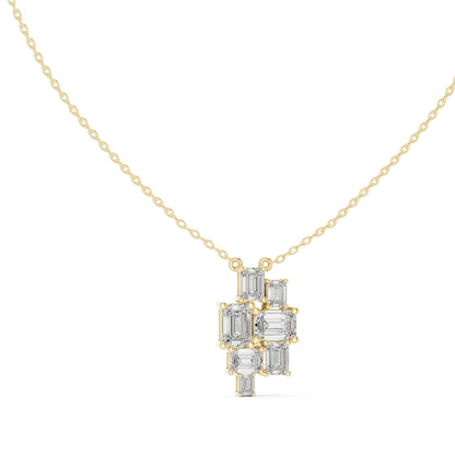 Emerald Lab Grown Diamond Cluster Pendant