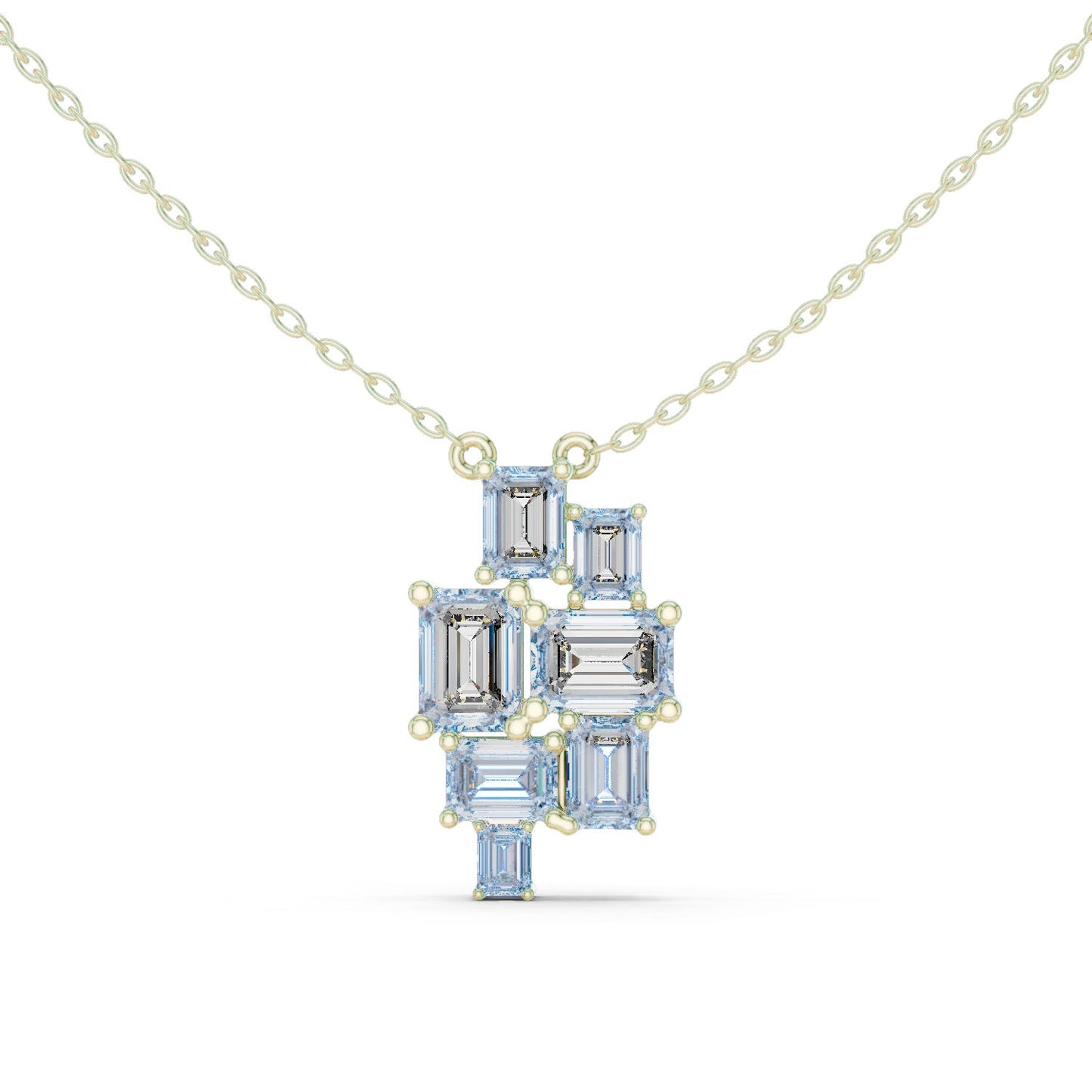 Emerald Lab Grown Diamond Cluster Pendant