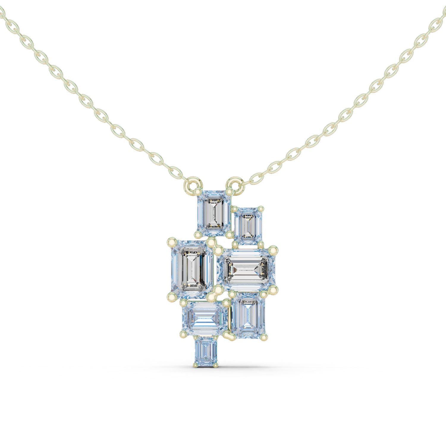 Emerald Lab Grown Diamond Cluster Pendant